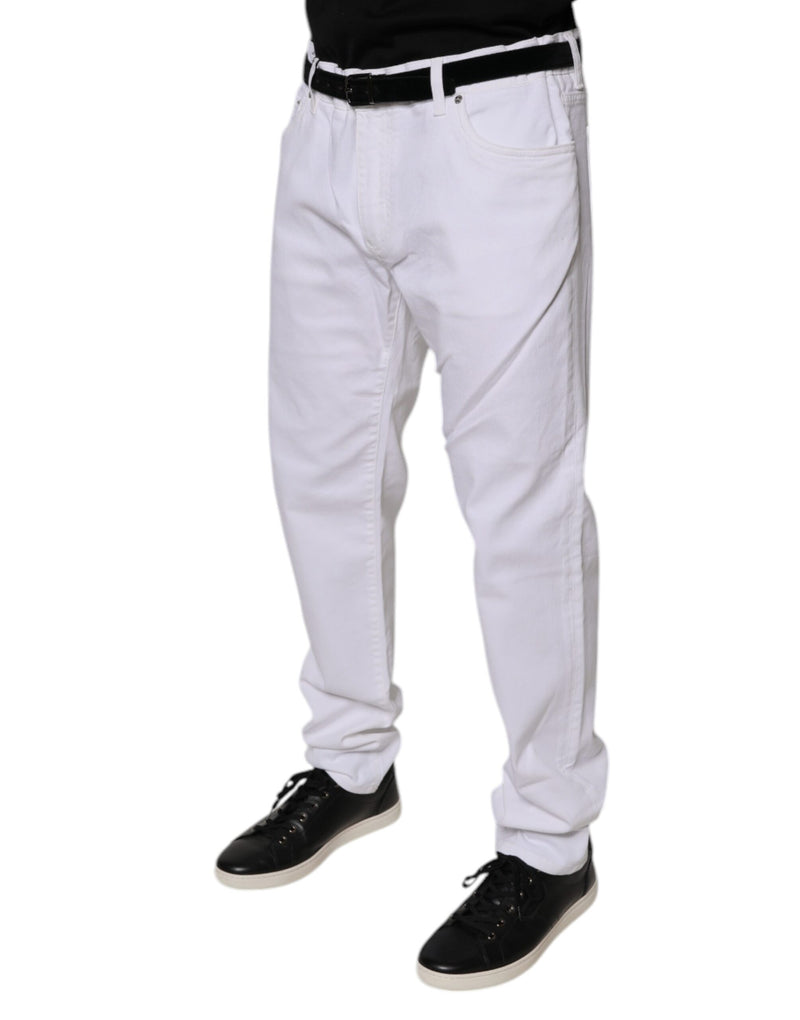 Jeans skinny masculino branco de algodão stretch Dolce & Gabbana