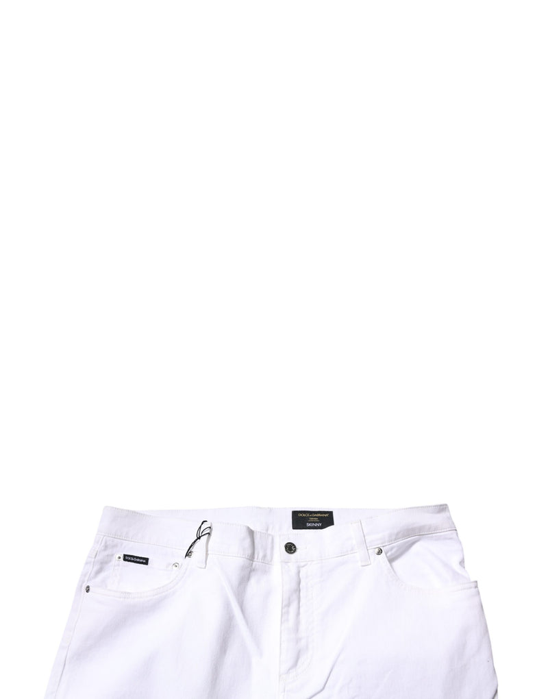 Jeans skinny masculino branco de algodão stretch Dolce & Gabbana