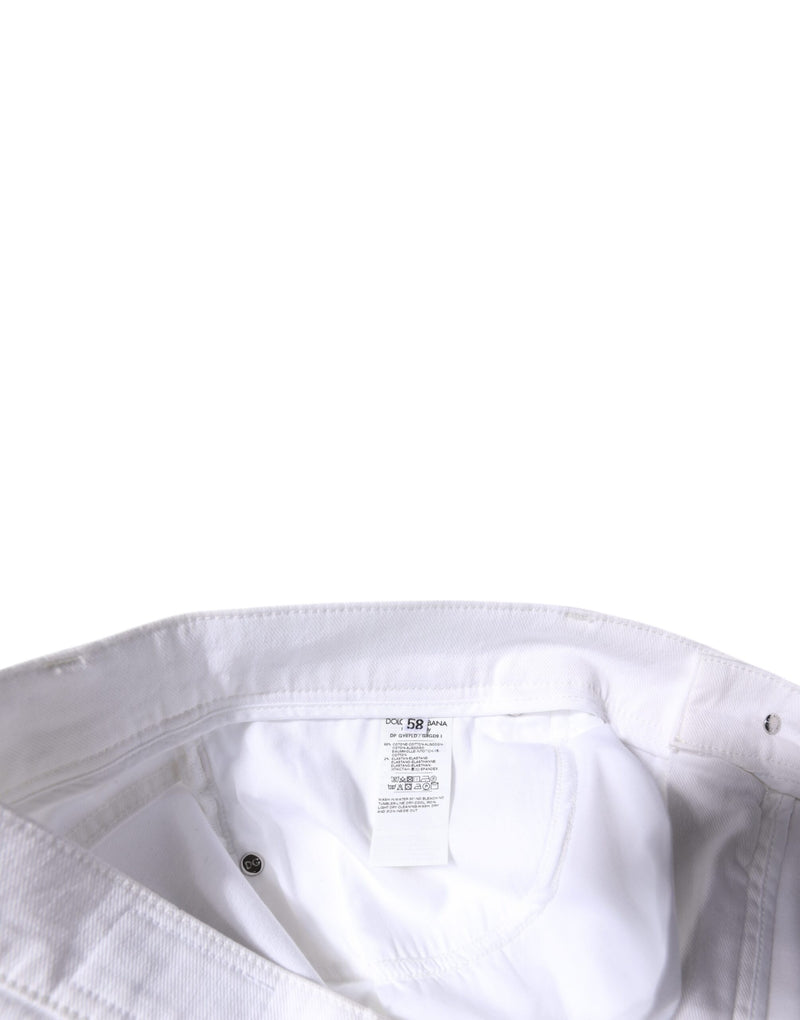 Jeans skinny masculino branco de algodão stretch Dolce & Gabbana