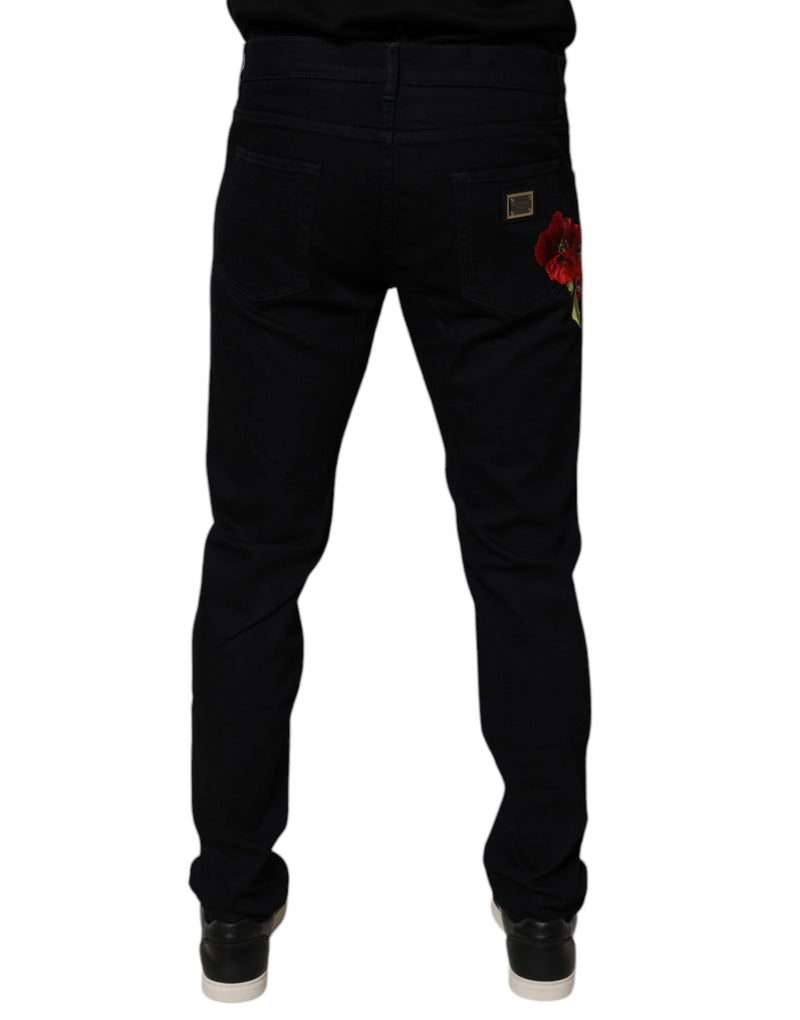 Jean slim pour homme en coton stretch noir Dolce & Gabbana