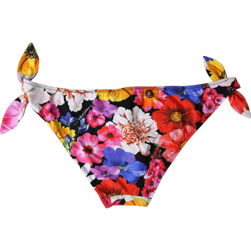Braguita de bikini negra con estampado floral de Dolce & Gabbana