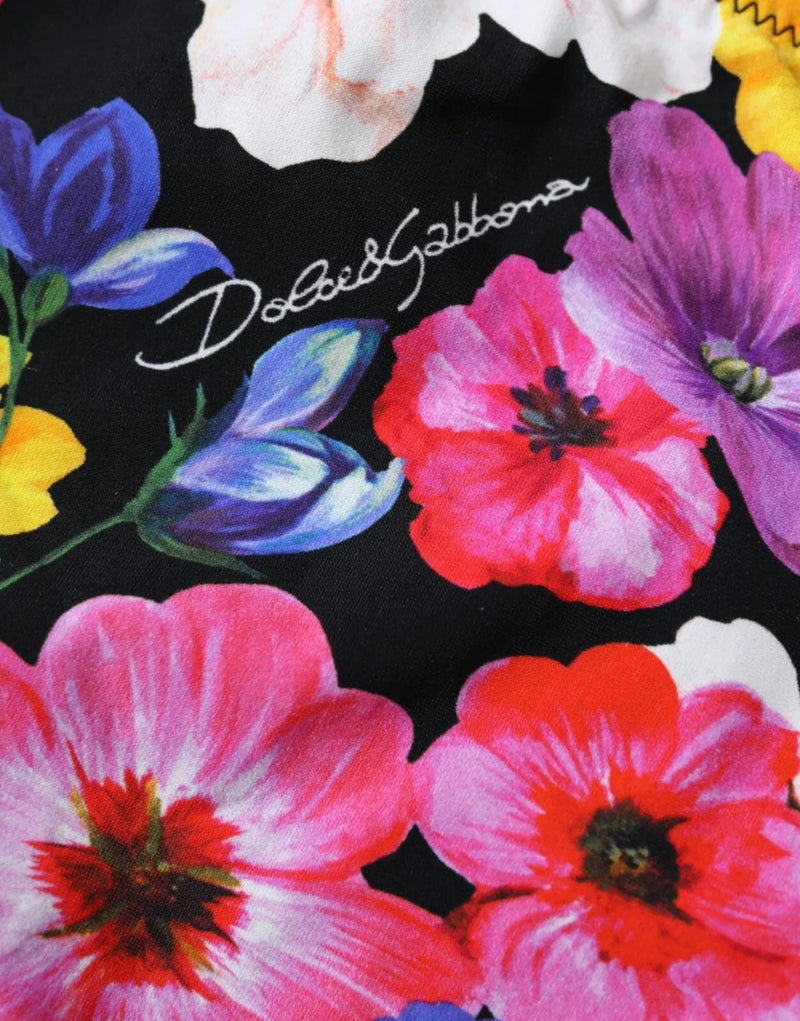 Braguita de bikini negra con estampado floral de Dolce & Gabbana
