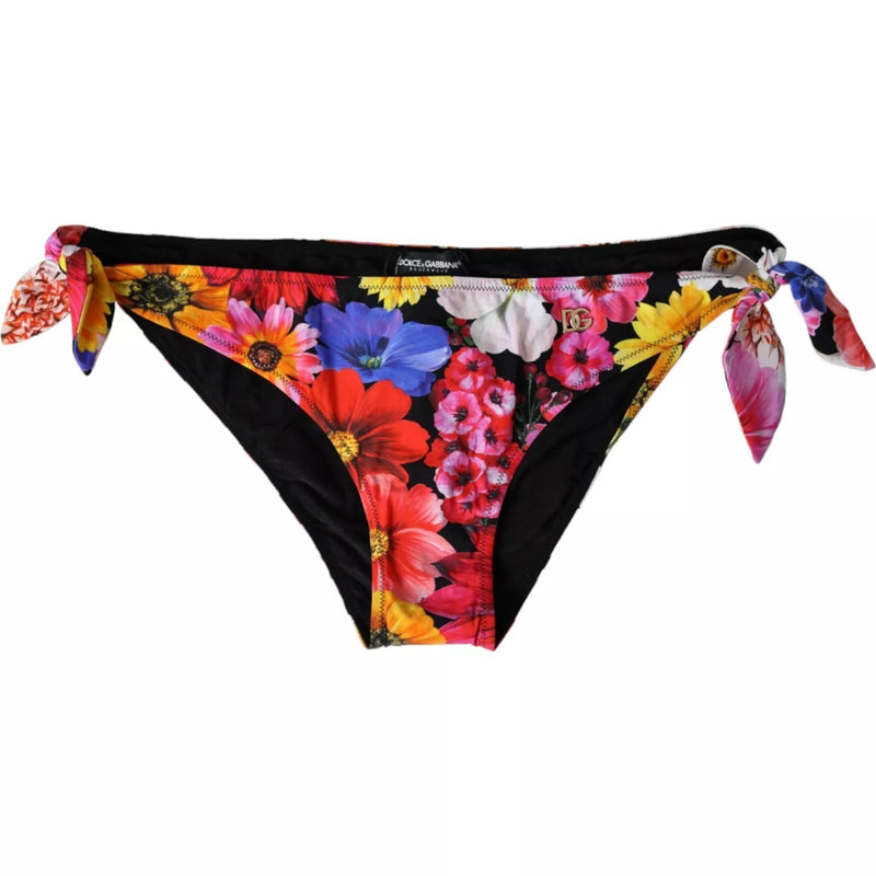 Braguita de bikini negra con estampado floral de Dolce & Gabbana