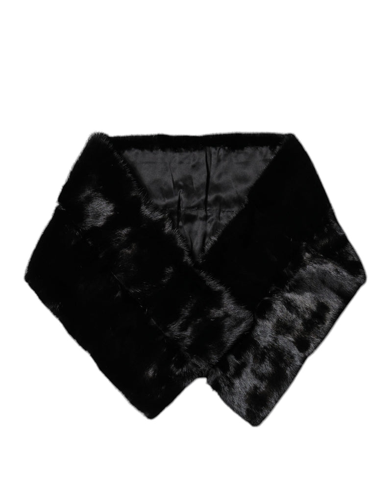 Écharpe tour de cou en fourrure noire Dolce & Gabbana avec col châle