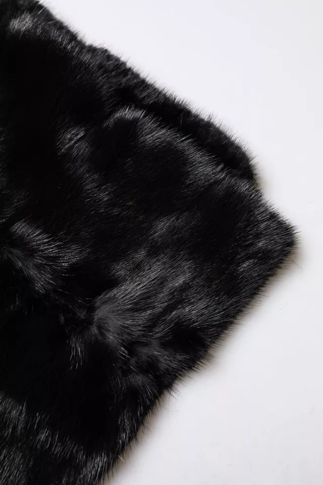 Écharpe tour de cou en fourrure noire Dolce & Gabbana avec col châle