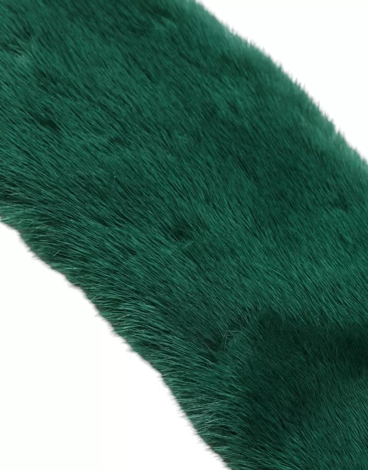 Écharpe tour de cou à col en vison vert pour femme Dolce & Gabbana