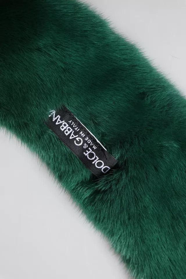 Écharpe tour de cou à col en vison vert pour femme Dolce & Gabbana