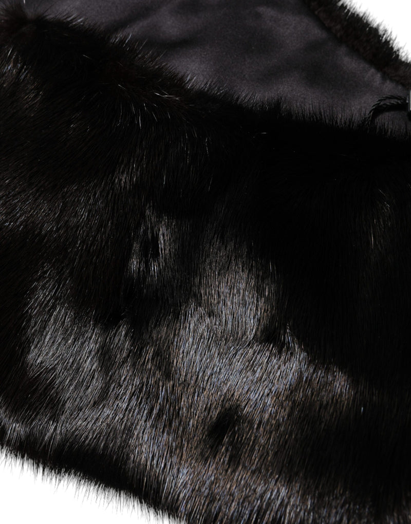 Bufanda cuello de Dolce & Gabbana negra de piel con pelo