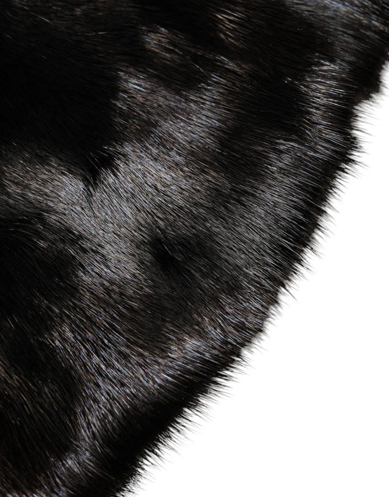 Bufanda cuello de Dolce & Gabbana negra de piel con pelo