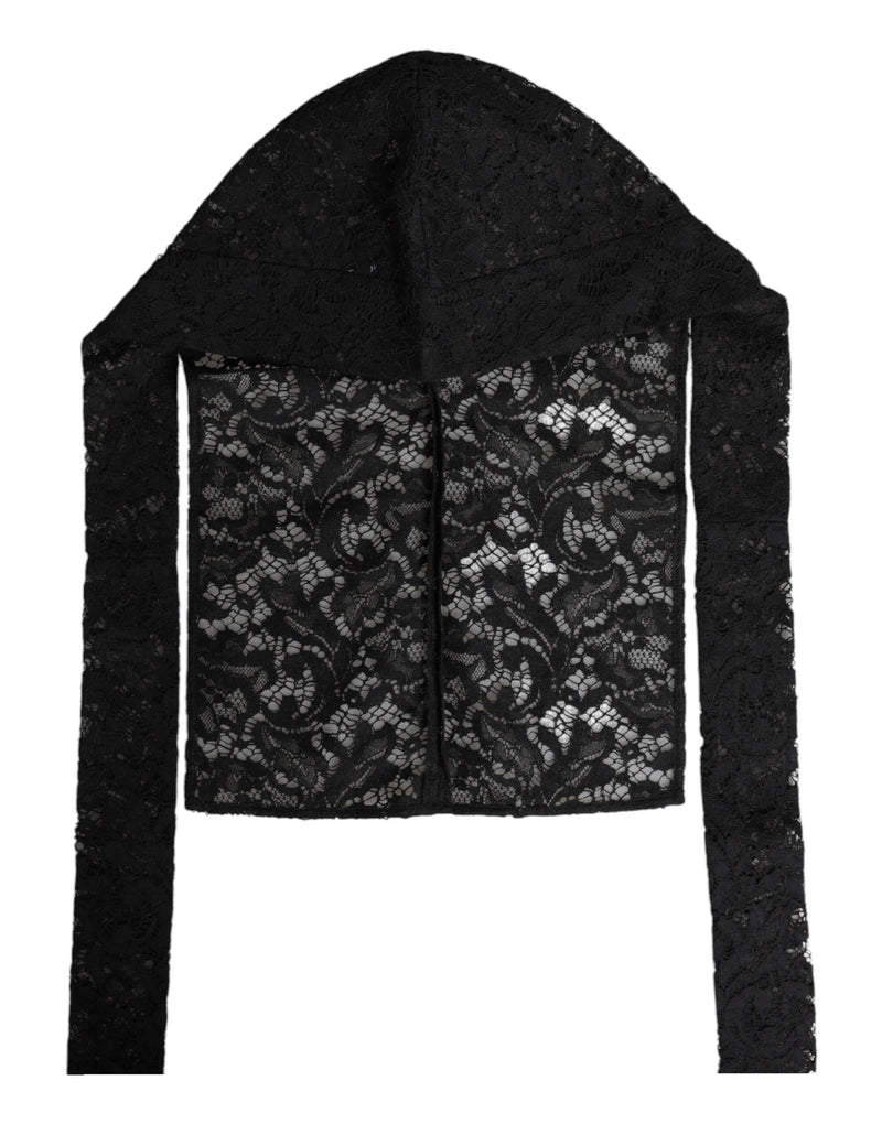 Gorro integral de encaje floral negro Dolce & Gabbana