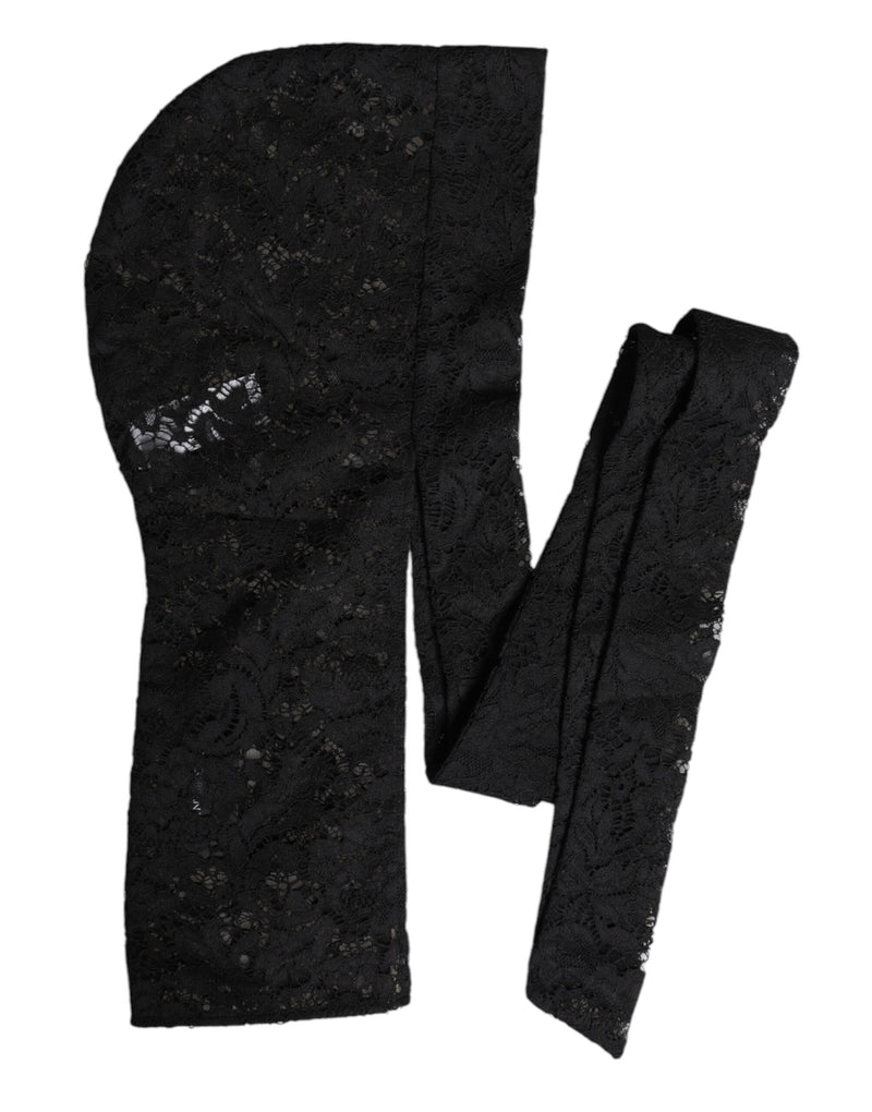 Gorro integral de encaje floral negro Dolce & Gabbana
