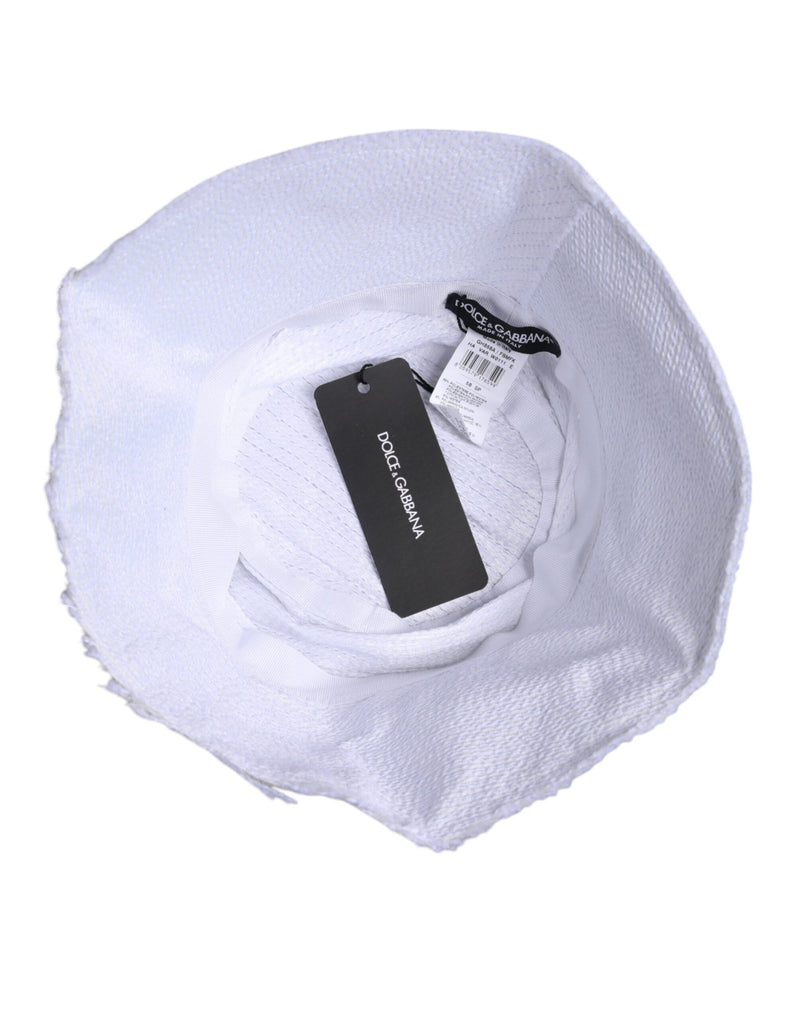 Sombrero de pescador de ala ancha Dolce & Gabbana de poliéster blanco