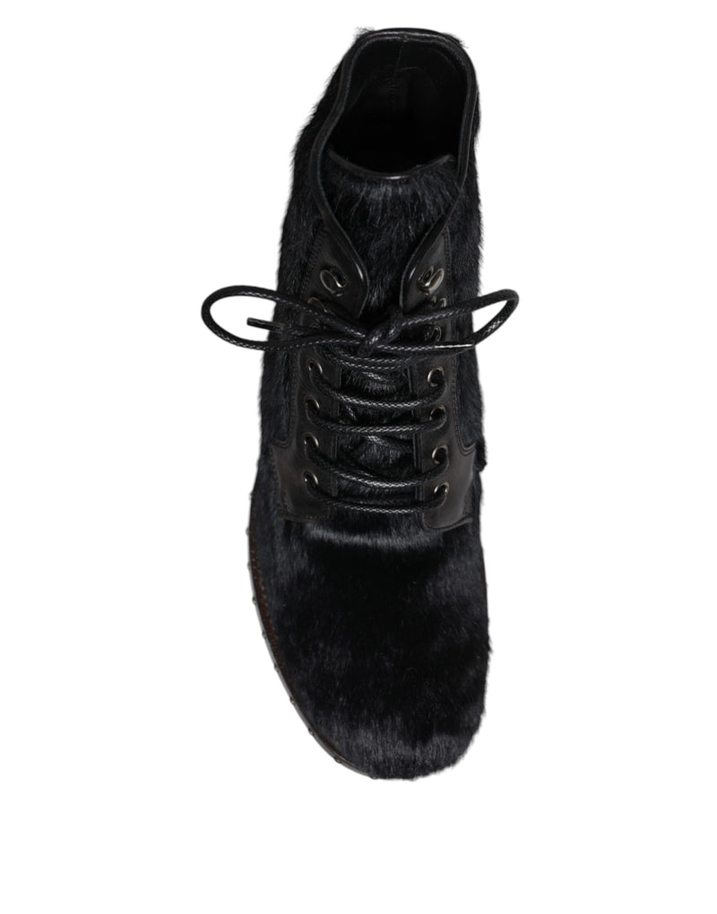 Botas a media pantorrilla de cuero negro estilo pony de Dolce & Gabbana