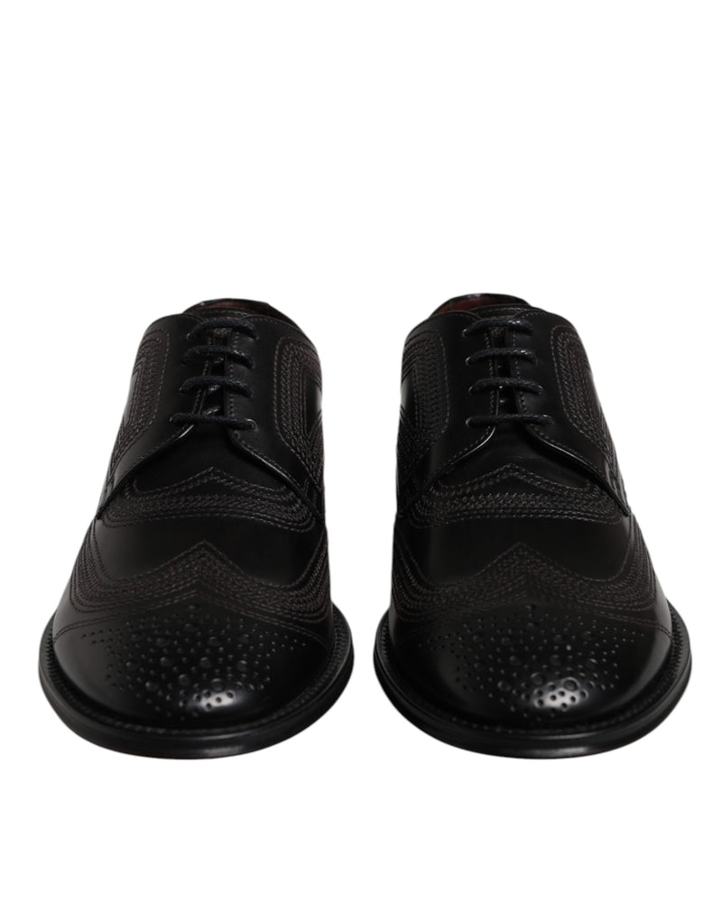 Zapatos de vestir derby clásicos Dolce & Gabbana de piel negra bordada