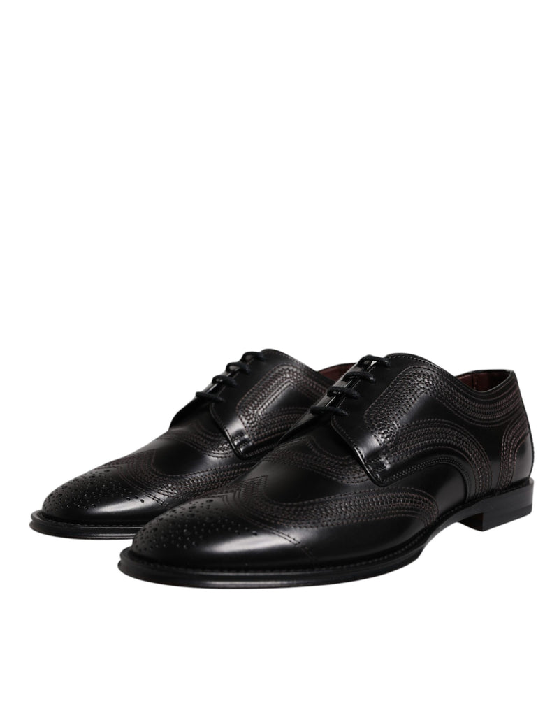 Zapatos de vestir derby clásicos Dolce & Gabbana de piel negra bordada
