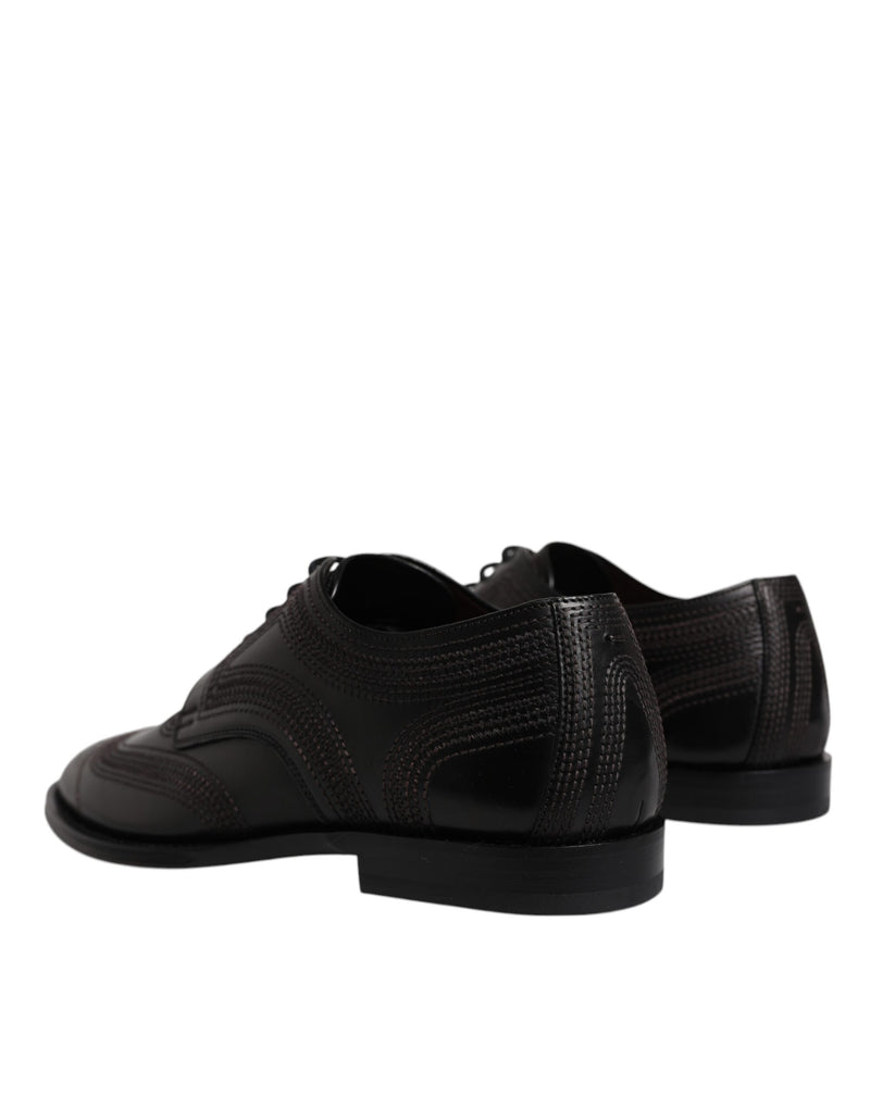 Zapatos de vestir derby clásicos Dolce & Gabbana de piel negra bordada