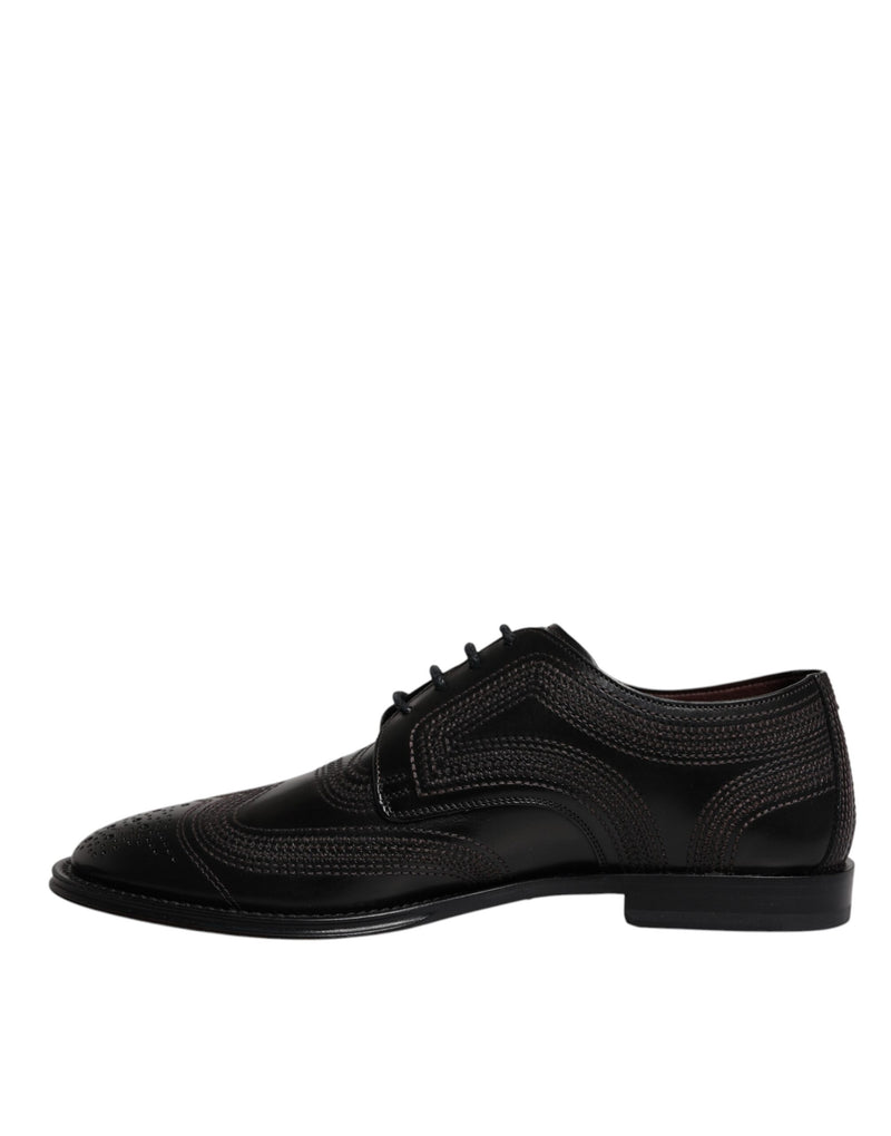 Zapatos de vestir derby clásicos Dolce & Gabbana de piel negra bordada