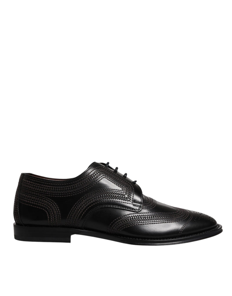 Zapatos de vestir derby clásicos Dolce & Gabbana de piel negra bordada