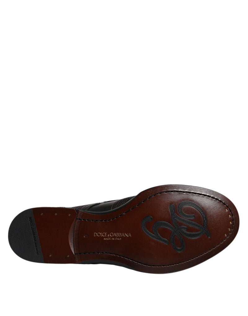 Zapatos de vestir derby clásicos Dolce & Gabbana de piel negra bordada