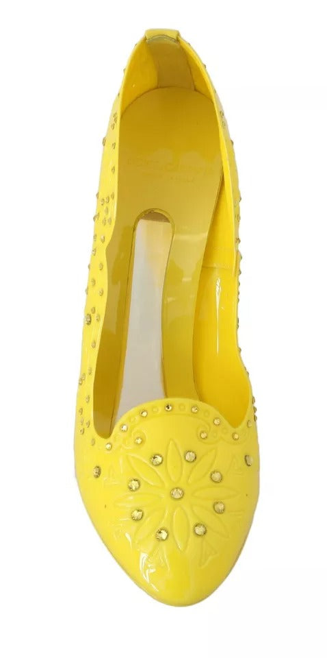 Chaussures CINDERELLA à talons ornés de cristaux jaunes Dolce & Gabbana