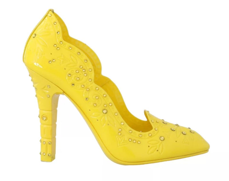 Chaussures CINDERELLA à talons ornés de cristaux jaunes Dolce & Gabbana