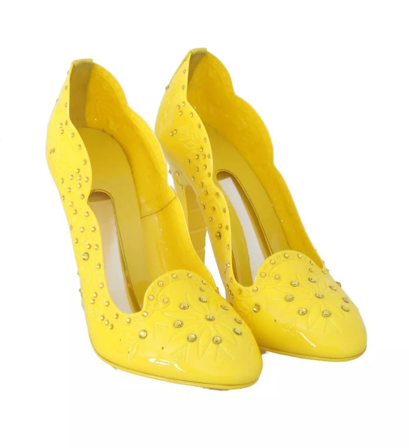 Chaussures CINDERELLA à talons ornés de cristaux jaunes Dolce & Gabbana