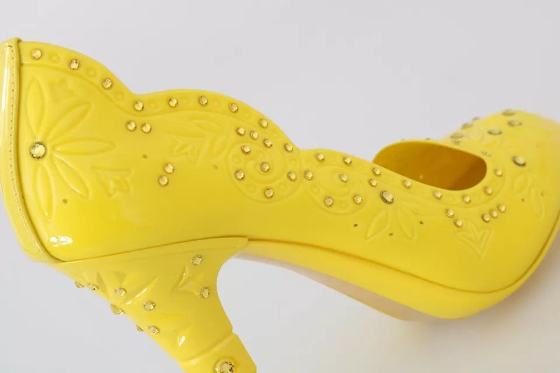 Chaussures CINDERELLA à talons ornés de cristaux jaunes Dolce & Gabbana