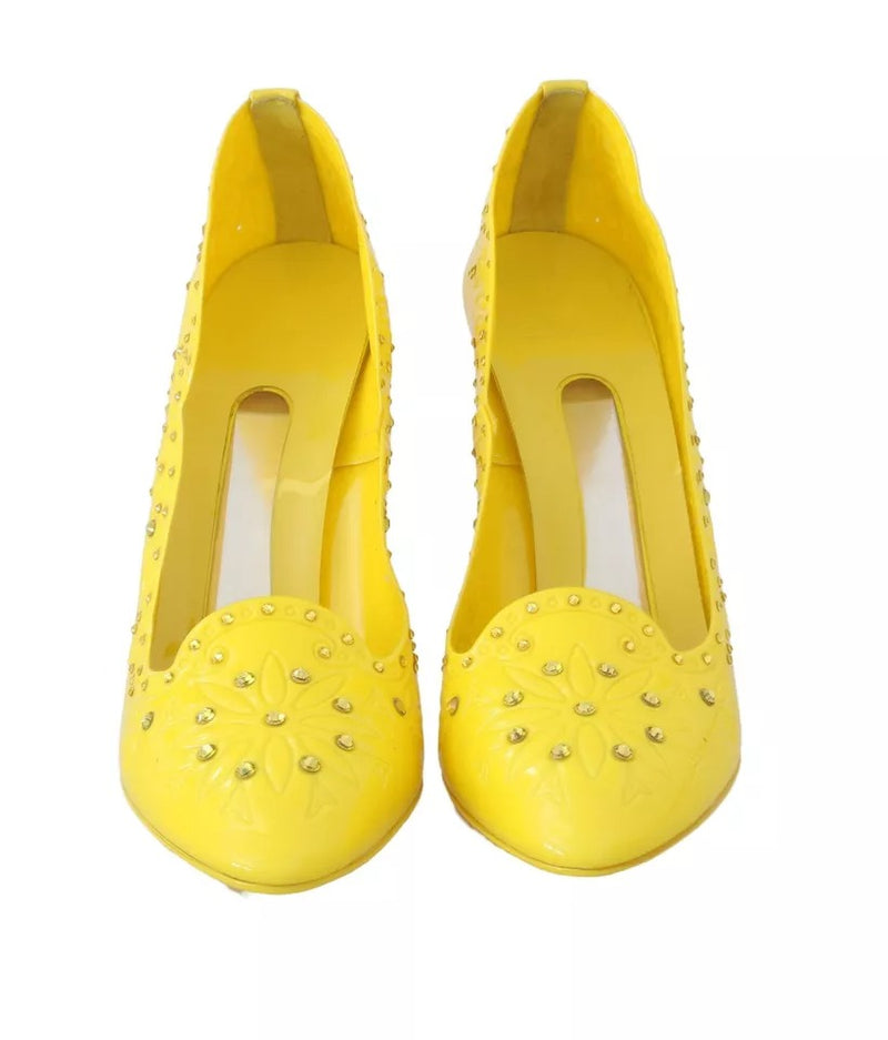 Chaussures CINDERELLA à talons ornés de cristaux jaunes Dolce & Gabbana