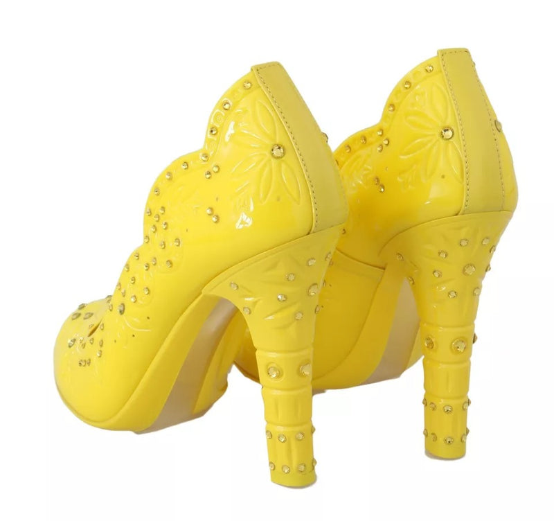 Chaussures CINDERELLA à talons ornés de cristaux jaunes Dolce & Gabbana