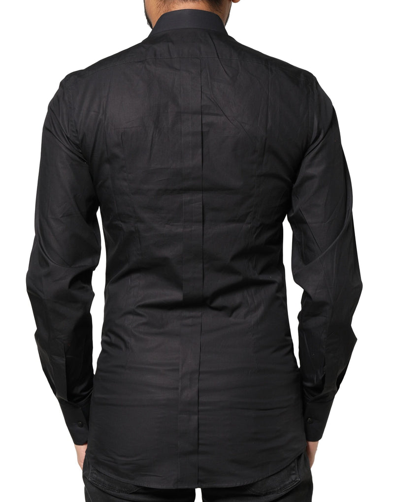 Camisa de vestir para hombre Dolce & Gabbana negra con cruces doradas