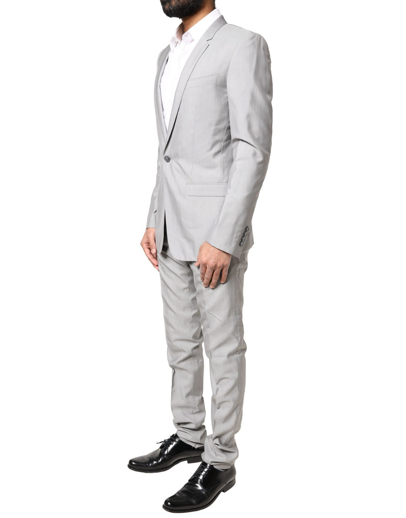 Traje formal de 2 piezas Dolce & Gabbana de lana gris claro y detalles dorados