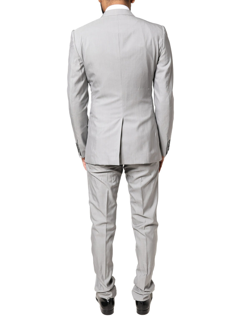 Traje formal de 2 piezas Dolce & Gabbana de lana gris claro y detalles dorados