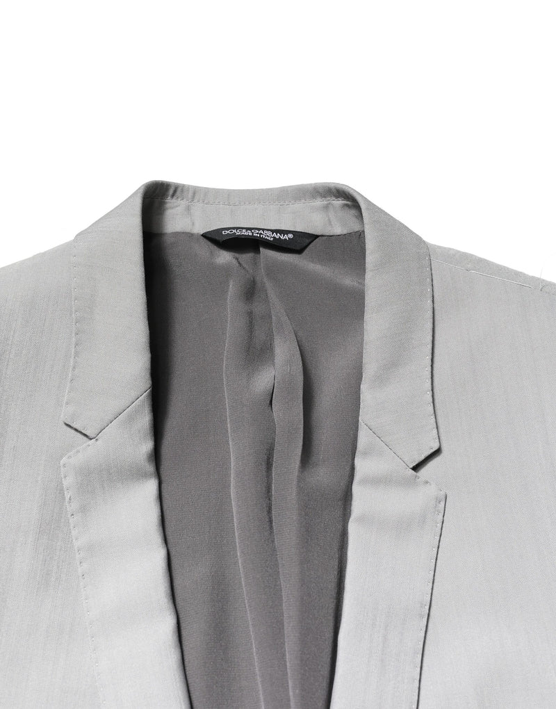 Traje formal de 2 piezas Dolce & Gabbana de lana gris claro y detalles dorados