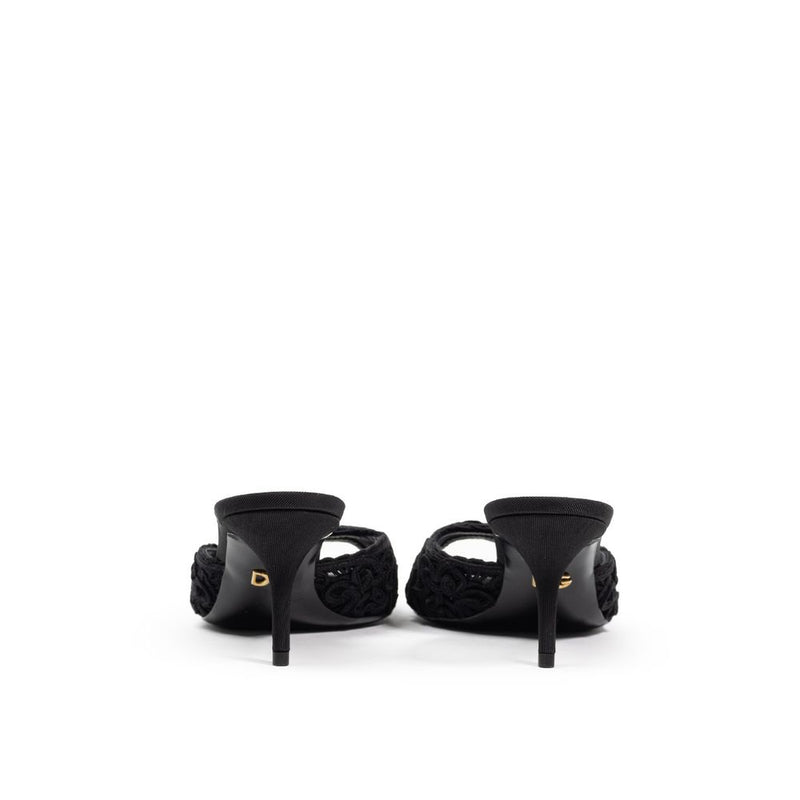 Dolce & Gabbana Black Cotton Mules