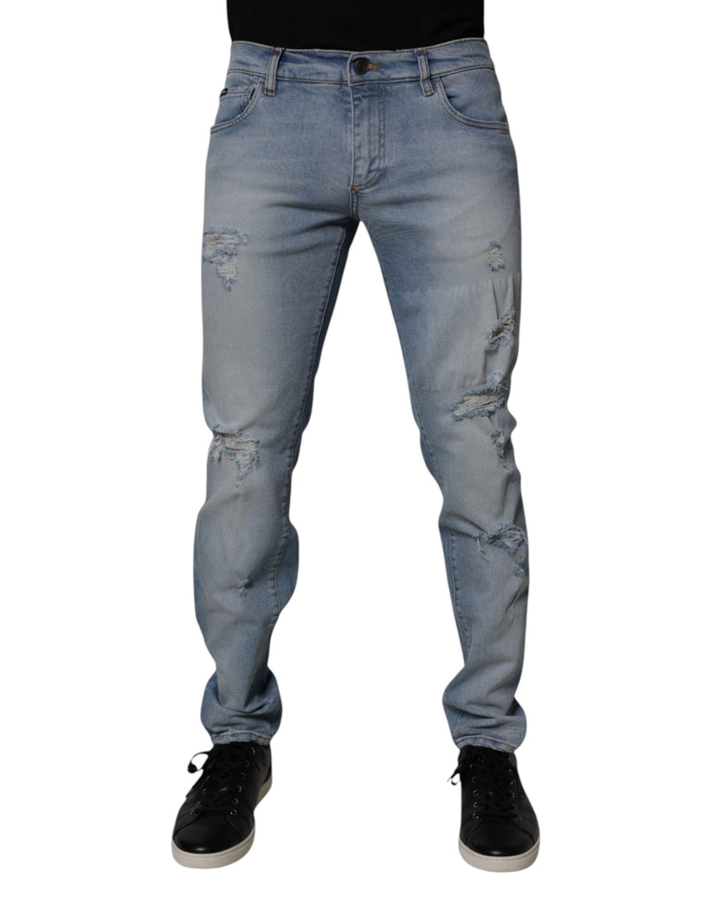 Vaqueros pitillo de algodón azul desgastados para hombre de Dolce & Gabbana