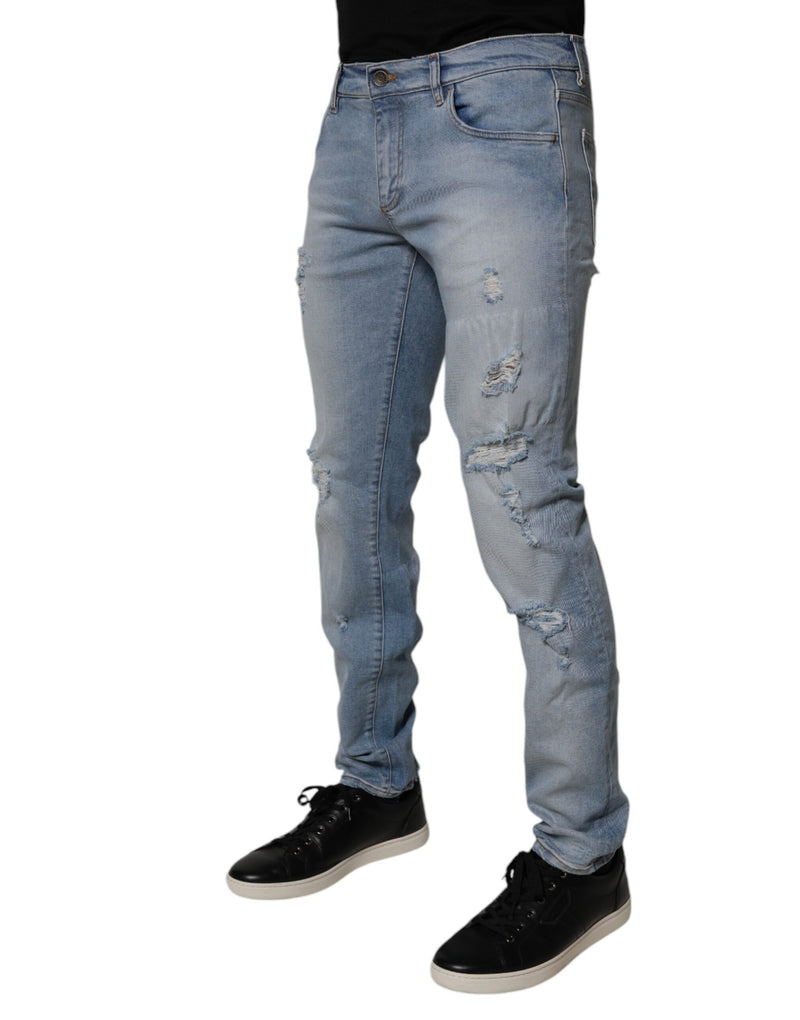Vaqueros pitillo de algodón azul desgastados para hombre de Dolce & Gabbana