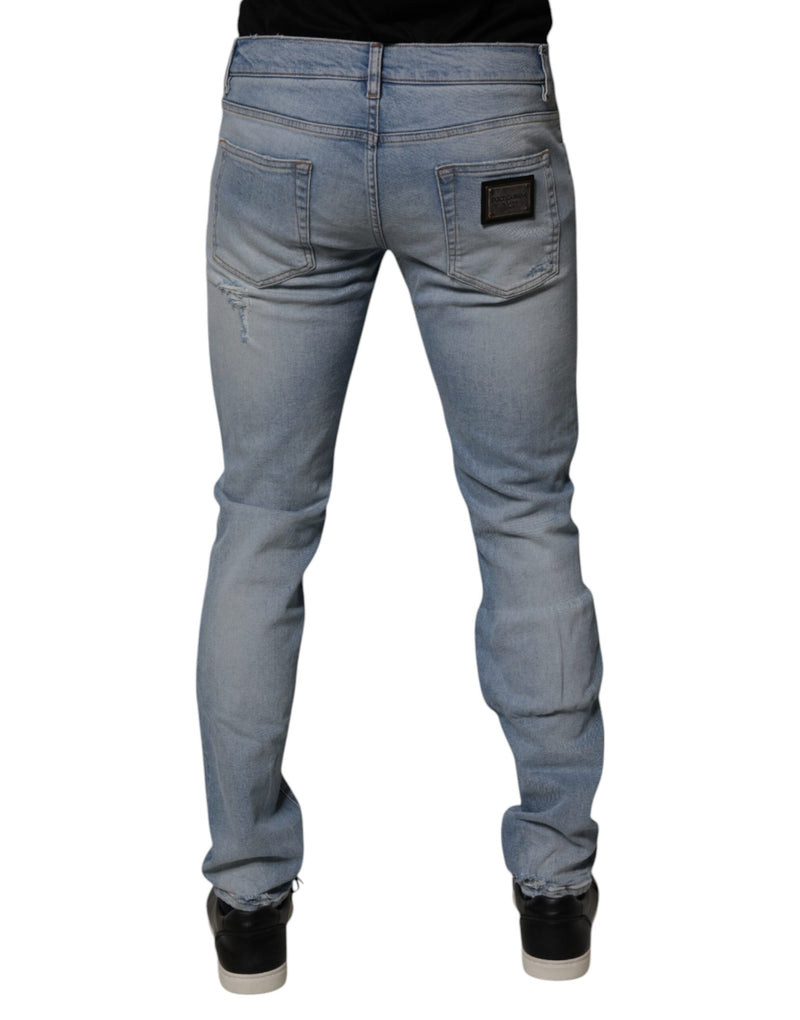 Vaqueros pitillo de algodón azul desgastados para hombre de Dolce & Gabbana