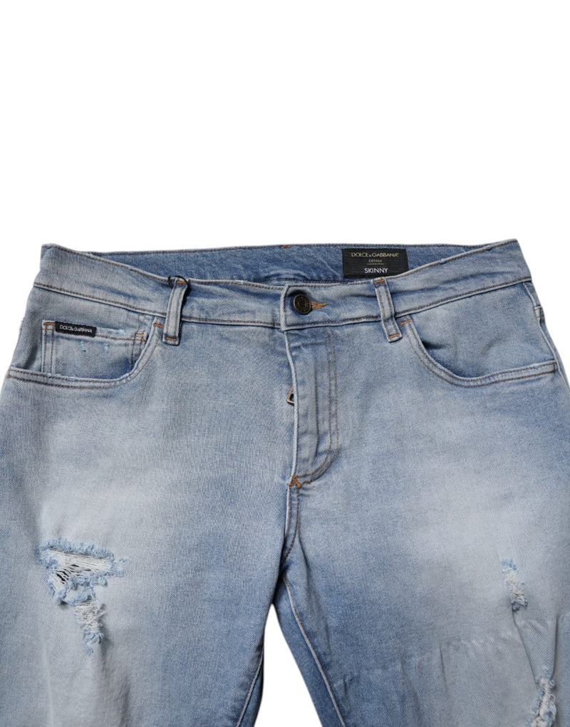 Vaqueros pitillo de algodón azul desgastados para hombre de Dolce & Gabbana