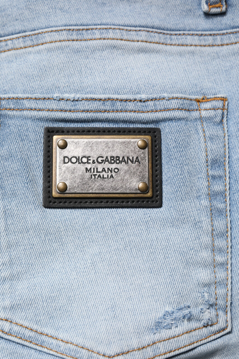 Vaqueros pitillo de algodón azul desgastados para hombre de Dolce & Gabbana