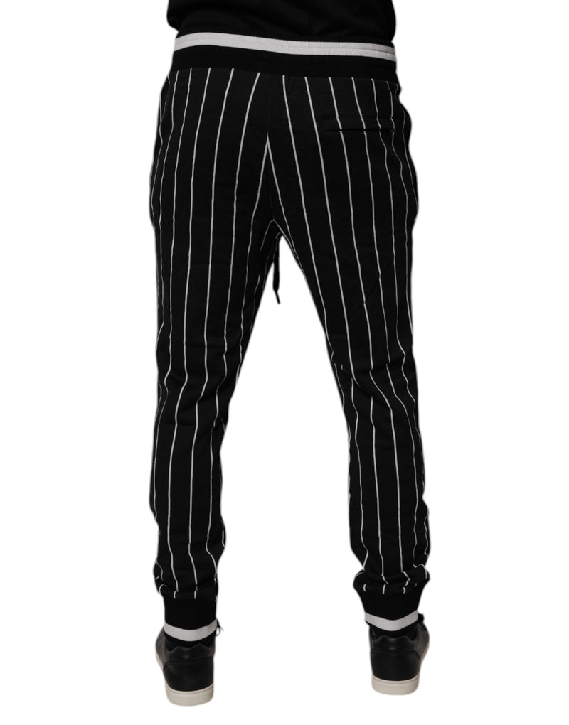 Dolce & Gabbana Black White Stripes Jogger Sweatpants Pants