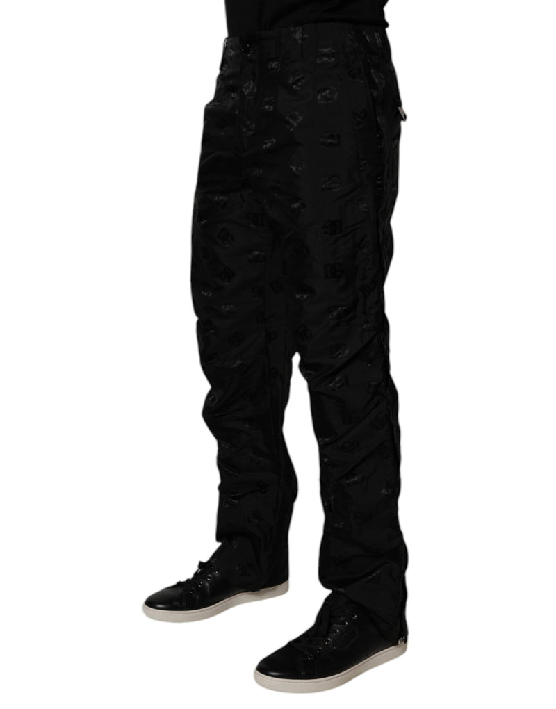Pantalon droit noir à monogramme logo Dolce & Gabbana