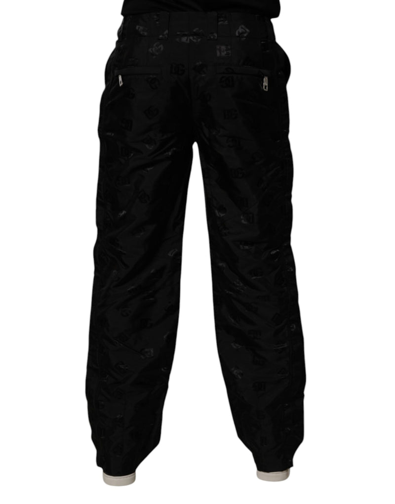 Pantalon droit noir à monogramme logo Dolce & Gabbana