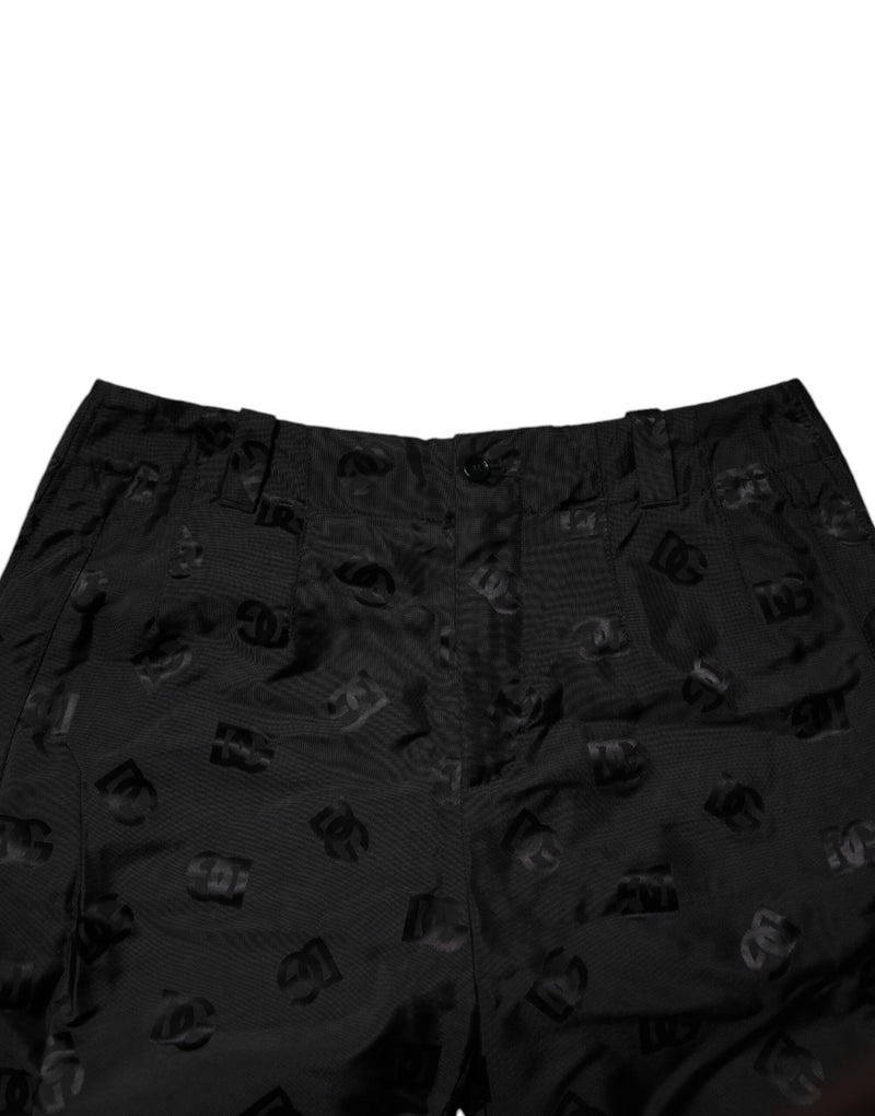 Pantalon droit noir à monogramme logo Dolce & Gabbana