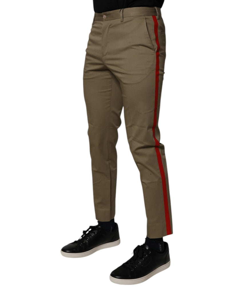 Calça afunilada de algodão cáqui escuro Dolce & Gabbana