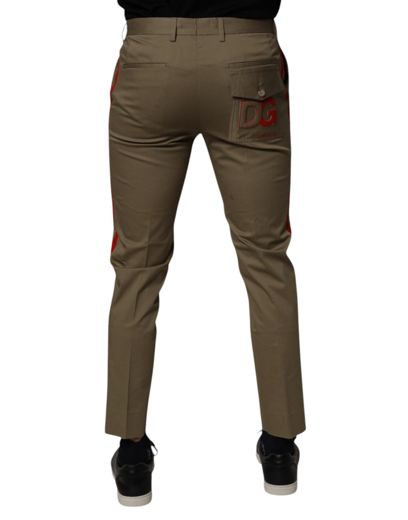 Calça afunilada de algodão cáqui escuro Dolce & Gabbana
