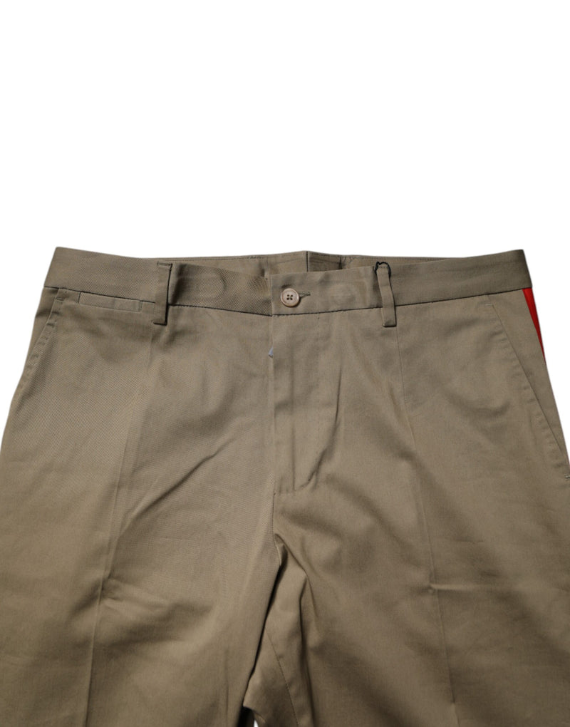 Calça afunilada de algodão cáqui escuro Dolce & Gabbana