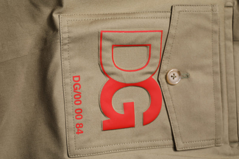 Calça afunilada de algodão cáqui escuro Dolce & Gabbana