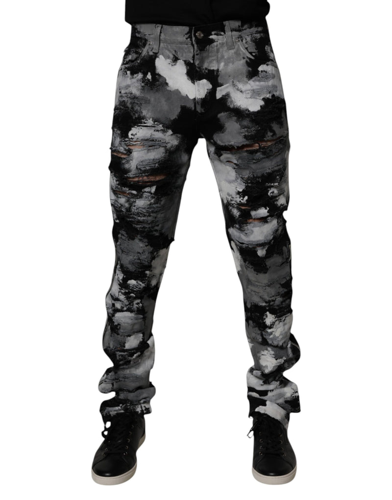 Vaqueros pitillo de camuflaje multicolor desgastados de Dolce & Gabbana