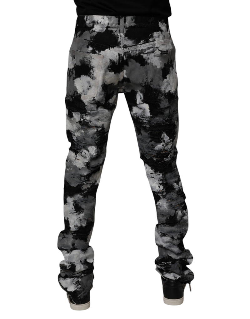Vaqueros pitillo de camuflaje multicolor desgastados de Dolce & Gabbana