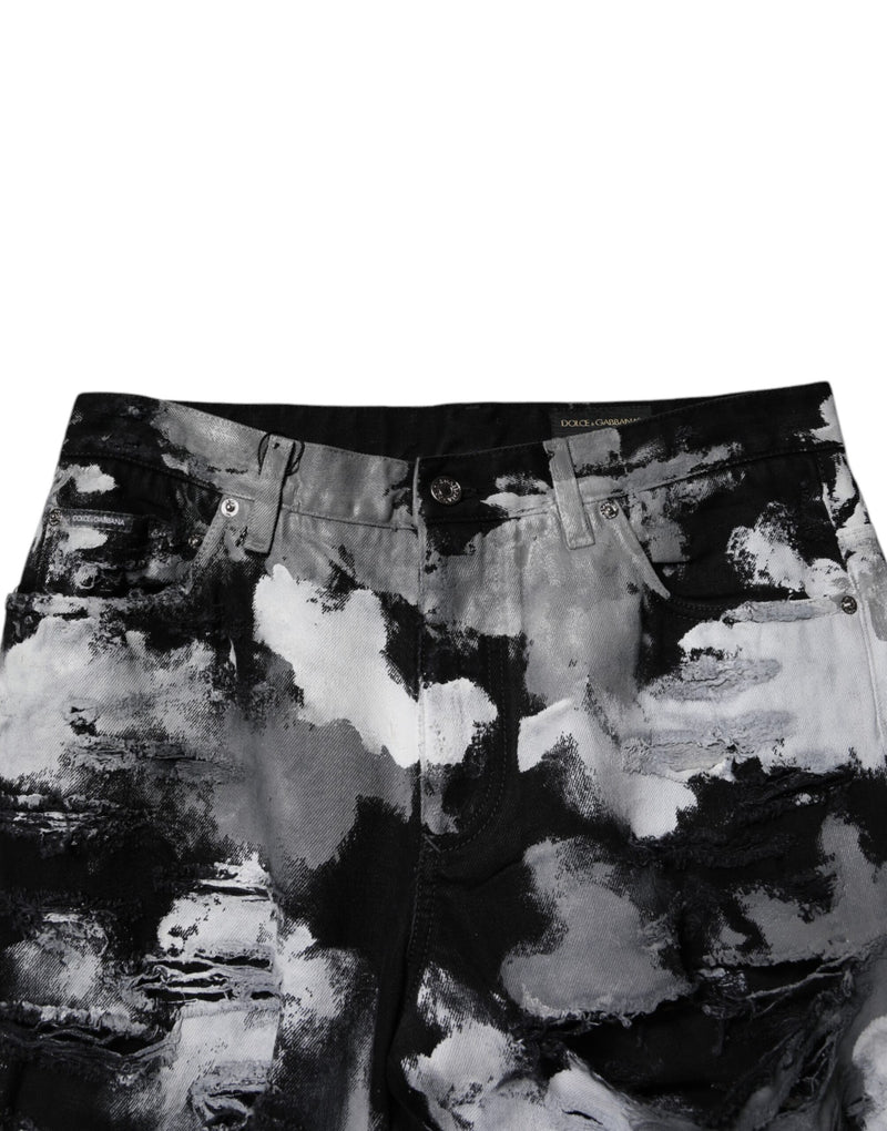 Vaqueros pitillo de camuflaje multicolor desgastados de Dolce & Gabbana